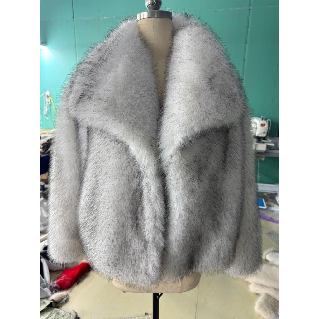 Fur Big Collar Synthetic Fur Coat Short Fashion Imitation Fox Fur Coat Fluffy Plush Women's Clothing