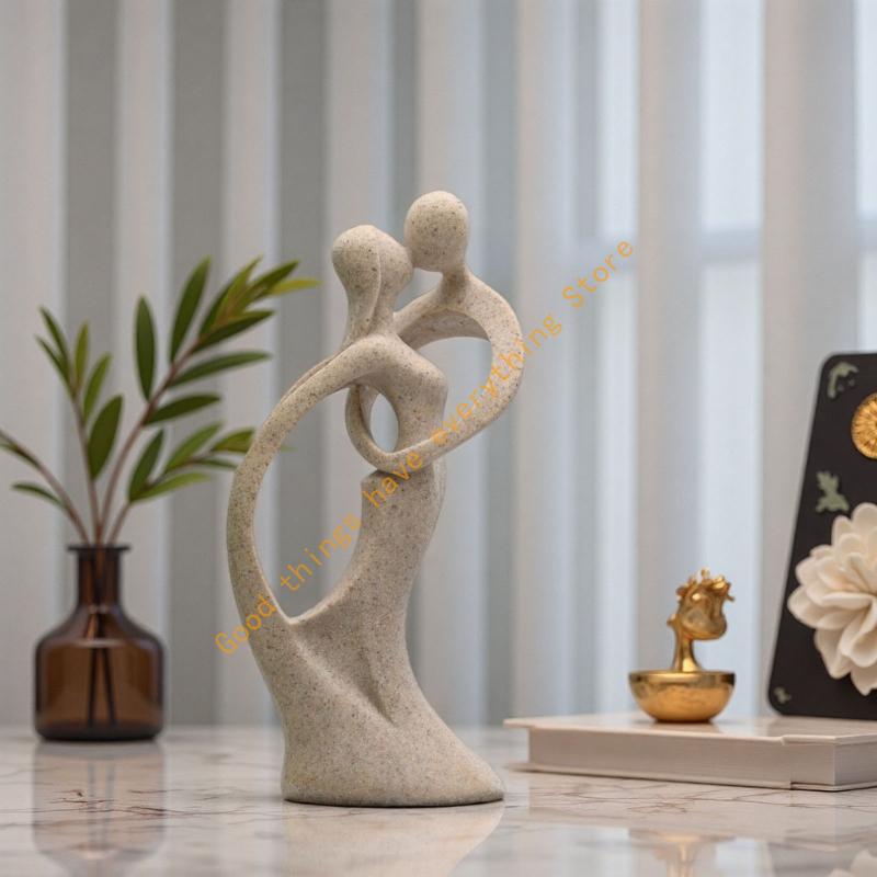 Пара Скульптур Песчаник Поцелуй Влюбленные Пара Статуэтка Абстрактные Фигурки Романтики Страстная Любовь Орнамент Домашний Декор 55KF