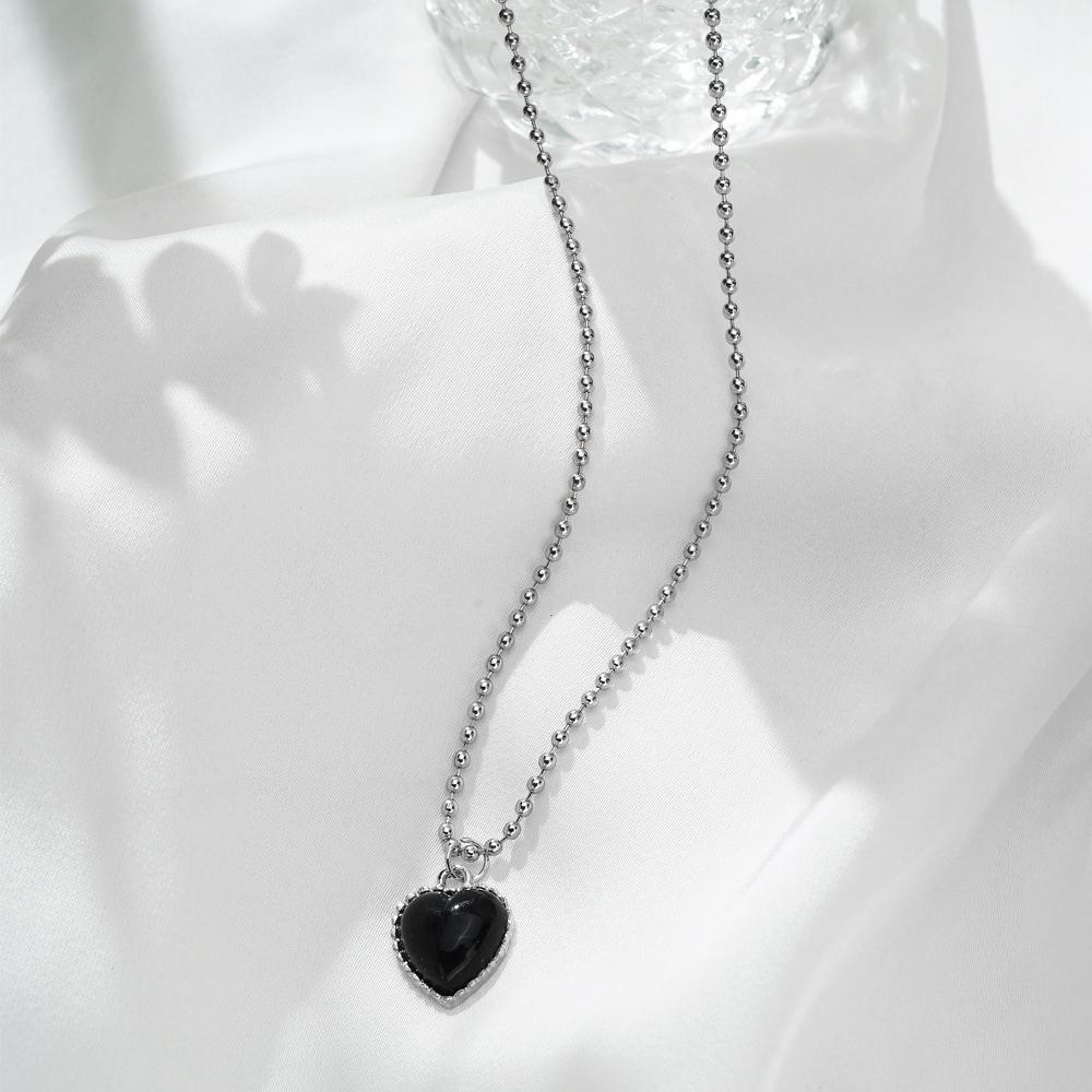 Ожерелье с подвеской из черного драгоценного камня «Любовь», модное очаровательное ожерелье для ночного клуба, элегантное вечернее ожерелье