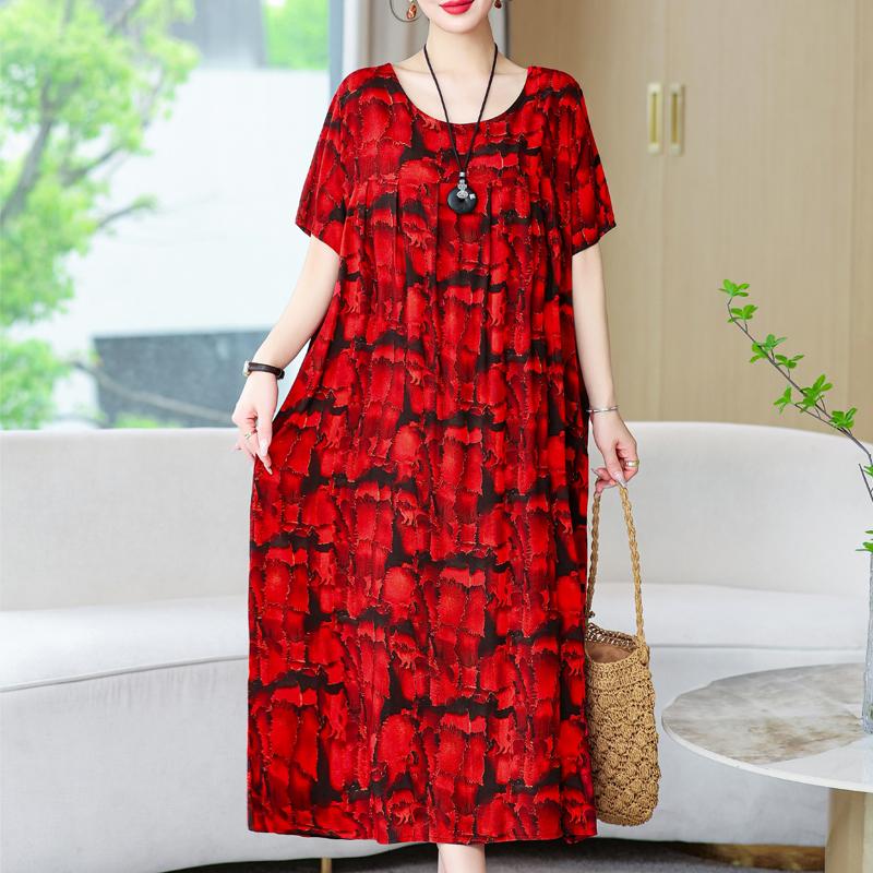 Женские свободные платья, элегантное повседневное летнее платье больших размеров с коротким рукавом, длинное платье больших размеров, женская винтажная одежда