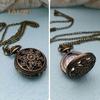 Unisex Vintage Hollow Windmill Bronze Quartz Pocket Watch Pendant Necklace Fashion