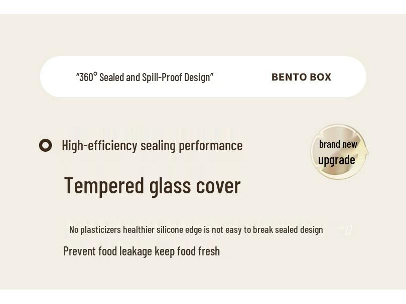 Корейский квадратный ланч-бокс из нержавеющей стали 304 с герметичной стеклянной крышкой - Подходит для микроволновой печи