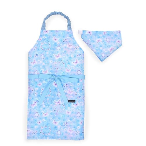 COLORFUL CANDY STYLE Apron & Cooking Item Set (Water-Repellent, No-Iron Apron, Knife, Peeler, Cutting Board, Triangle Scarf, Sizes 130-160cm, Cute Gir