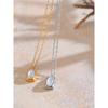 Yhpup Stylish Natural Stone Shell Square Rectangle Necklace Pendant Stainless Steel Water Resistant Charm Jewelry Gift