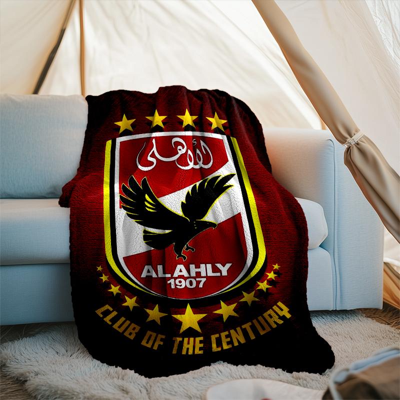 1PC Al Ahly FC Printed Soft Flannel Blanket Throw for Adult Bedroom Living Room Sofa Camping Travel Fan gifts Christmas Gifts