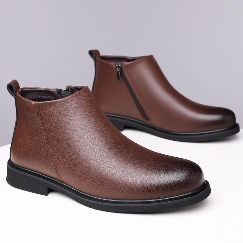 Модный дизайнер Повседневные Ретро Мужские Ботильоны Осень Зима Бархатная Мягкая Подошва Коровья Кожа Хлопок Обувь Мужская Мода Ботинки Челси Мужские