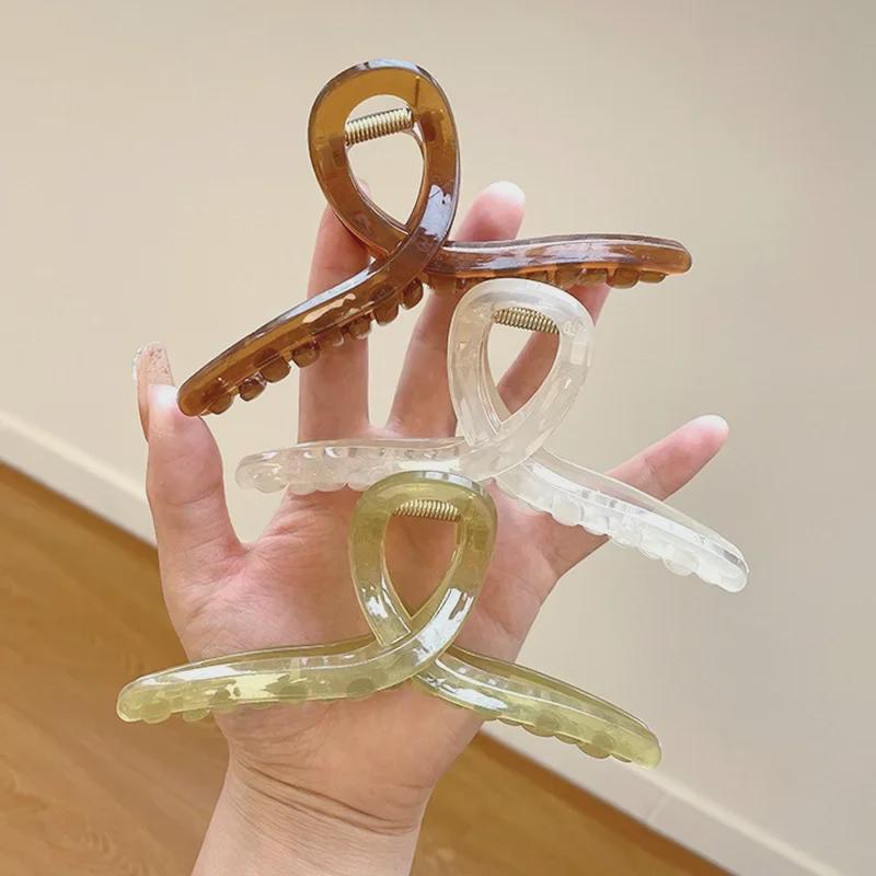 13 см большая акриловая желейная шпилька для волос: Простая клипса «Акула» для затылка