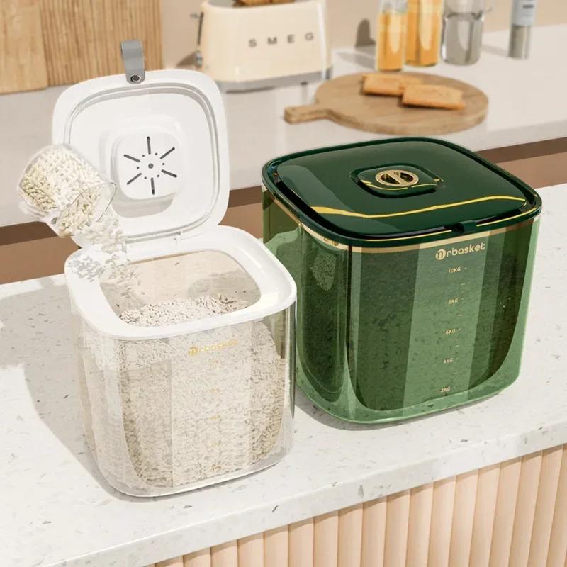 Kitchen Food Storage Containers Rice Bucket Insect and Moisture-proof Sealing Food Grade Flour Cereal Dog Food Storage Tank