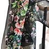 111 mulberry silk georgette square scarf hand-rolled edge black background floral printed silk scarf women's spring and summer thin breathable collar