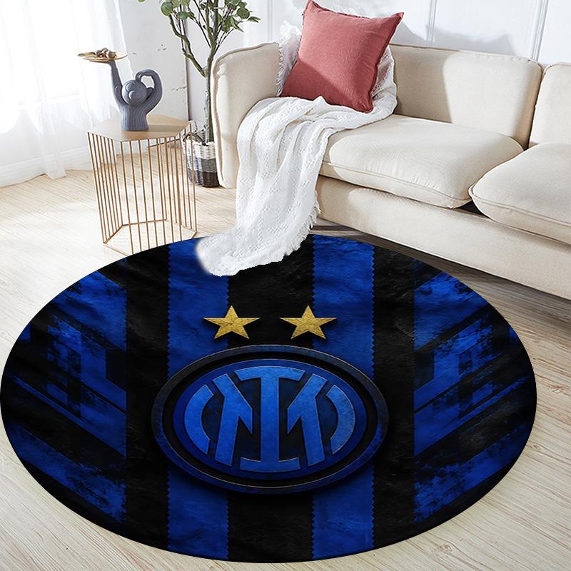Круглый ковер Inter Milan, Ковер для гостиной, спальни, дивана, игровой комнаты, Нескользящий коврик для пола