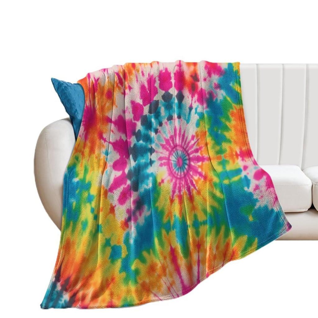 Rainbow tie-dye digital printing flannel blanket super soft blanket air conditioner sofa blanket