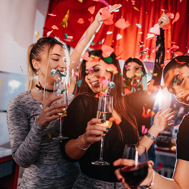 6pcs Mirror Disco Ball Straws 70s Disco Party Decoration Birthday Wedding Bachelorette Hen Party Supply Cocktail Drinking Straw