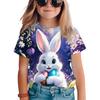 Summer Kids Girl T-Shirts 3D Rabbit Print Children's T-Shirts Casual Short Sleeve Top Fashion Round Neck Pullover Girls Clothing