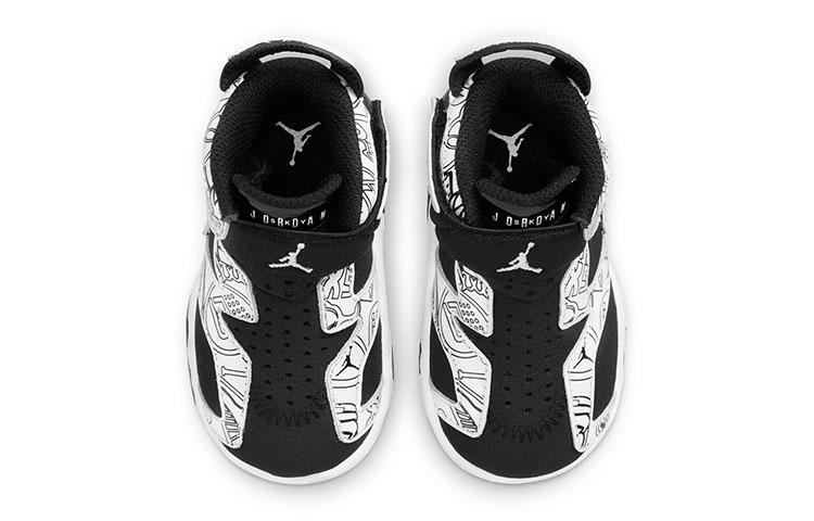 Jordan Air Jordan 6 Retro Little Flex SE High top Toddler Shoes Black White Graffiti Infant And Toddler DC4104-001