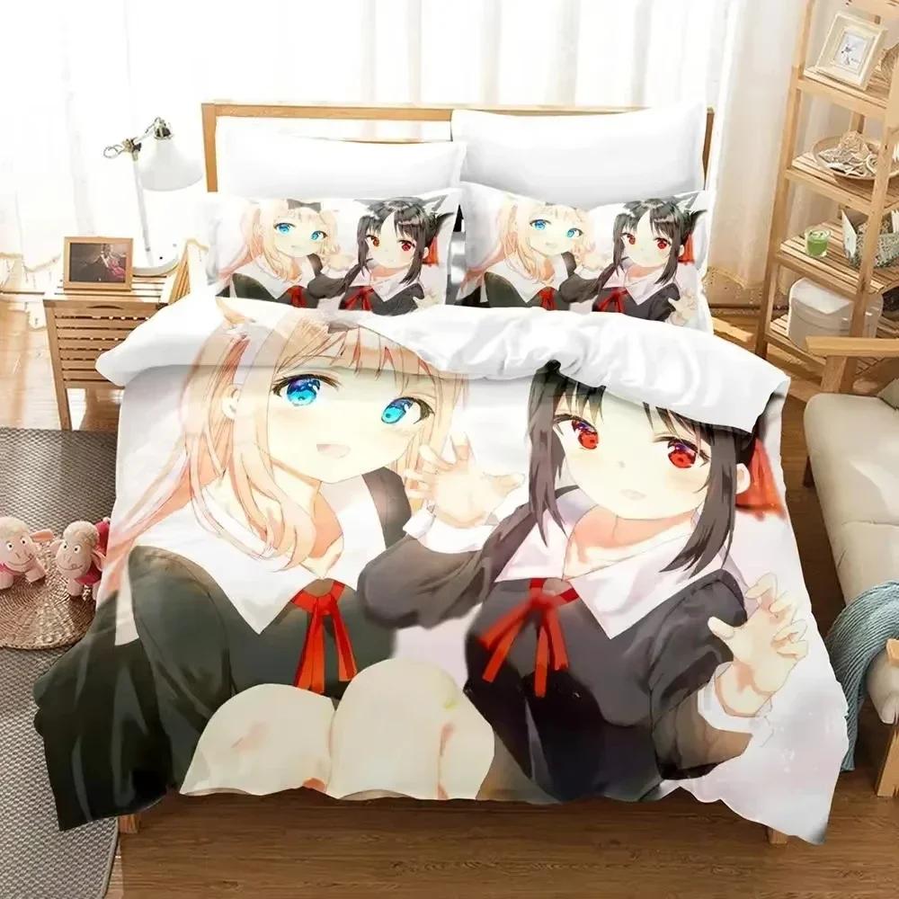 Новый набор постельного белья Kaguya-sama Love is War Мультяшный Аниме трехсекционный набор Взрослый Детская Спальня Комплекты пододеяльников 3D Кавайи простыни