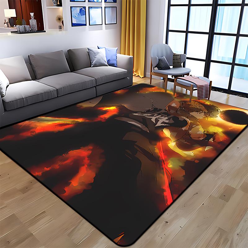Demon Slayer Art Print Floor Mat Living Room Game Room Carpet Camping Picnic Mat Doormat Floor Mats Anime Room Decor Area Rug