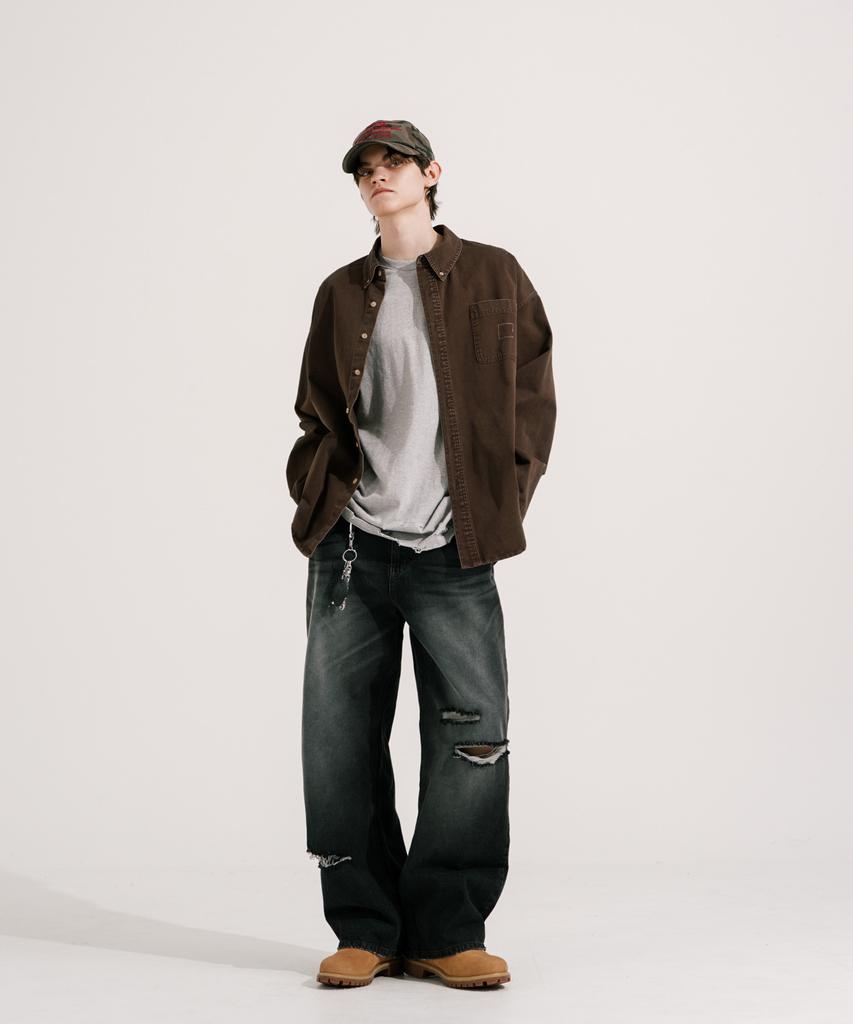 EZKATON Recycled Long Sleeve Shirt Brown Kmls6867