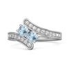 Blue Topaz Twin Stone Pavé Bypass Ring - Sterling Silver