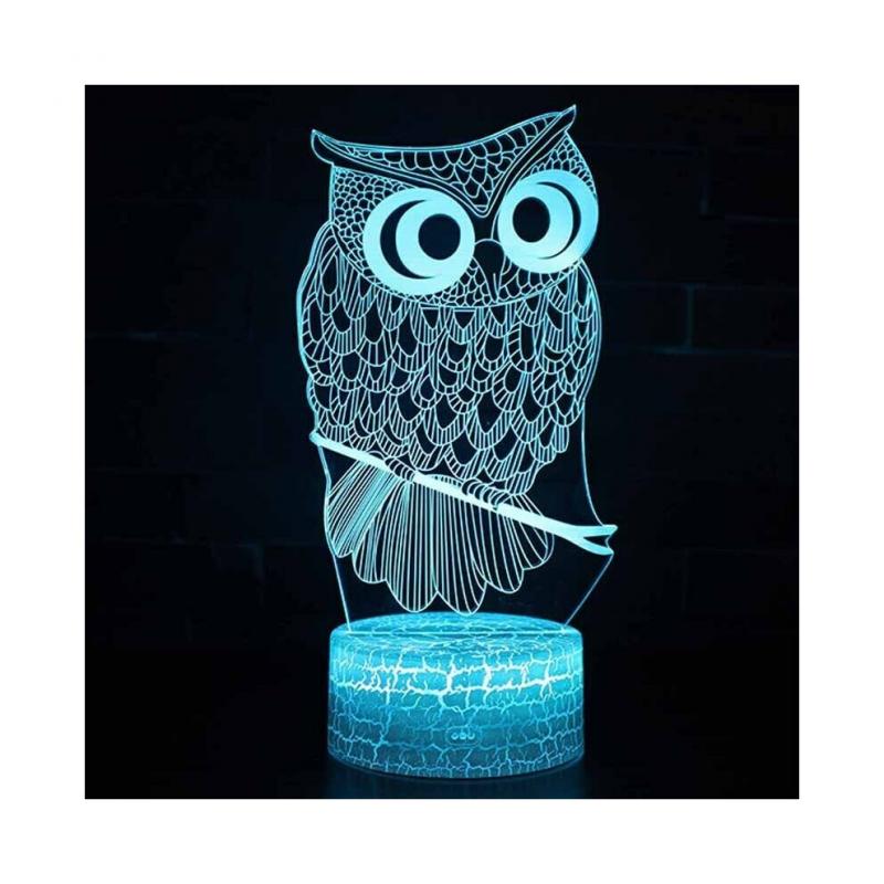 Touch Switch Table Desk Lamp Kid Fashion 3D Owl LED Night Light Bedroom Decor Xmas Gifts