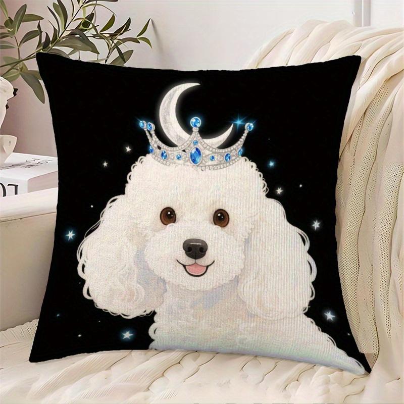1 Poodle Crown & Pomeranian Style Pillowcase - Soft Pillowcase Featuring Poodle Print, 2D Flat Printing, Single-sided Print, No Pillow Insert Included