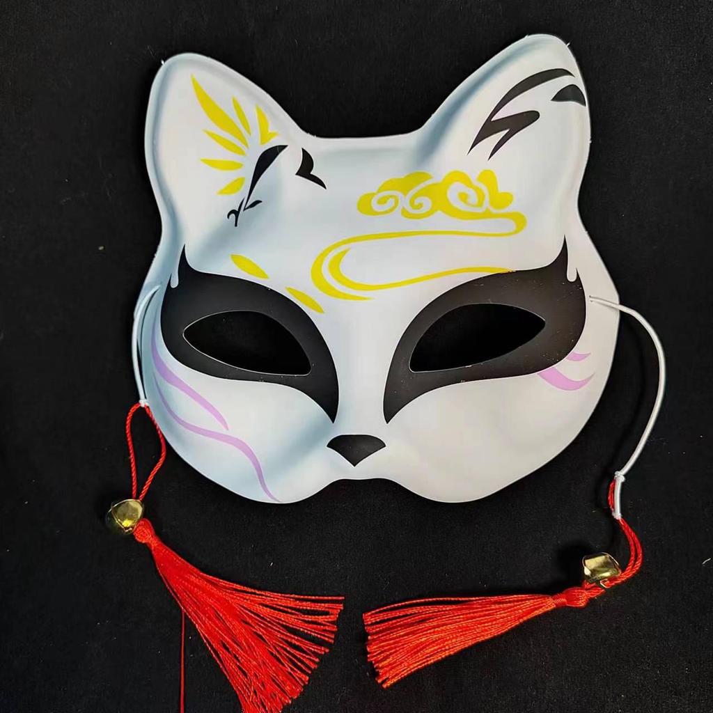 Luminous Cat Fox Mask - Hand-Painted Japanese Style Halloween Party Cosplay for Women