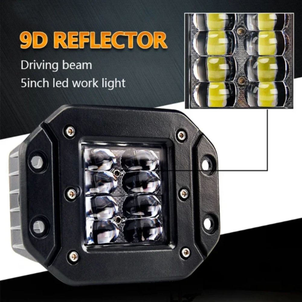12V Voltage Flush Mount Light 40W Power LED Pods Light Headlight LED Work Light Off Road Use