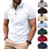 New Men's Casual POLO Shirt Lapel Collage Pull Stripes Button Business Solid Colour T-shirt Tops