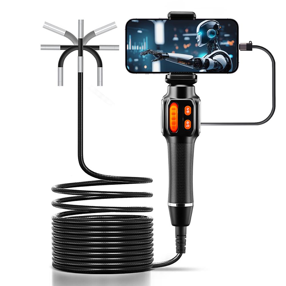 4K 360 Degree Rotation Endoscope Camera 6mm Lens HD Articulated Inspection Borescope Camera IP67 for Automotive Car IOS Android