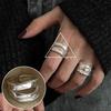 Geometric High-Polish Criss-Cross S925 Silver-Plated Open Ring - Women's Stackable Index Finger Jewelry