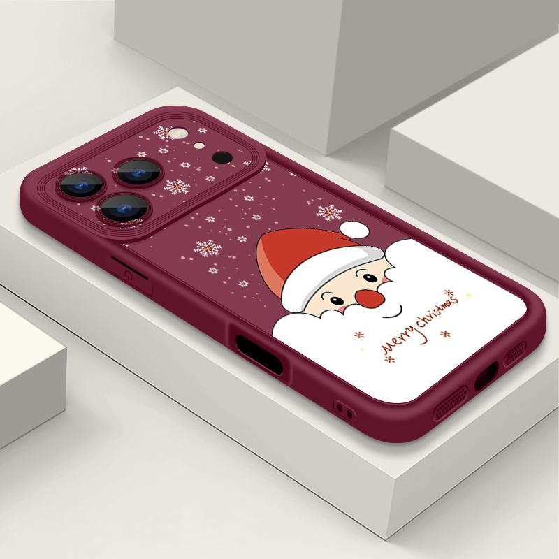 Противоударный мягкий силиконовый чехол из ТПУ Funda для iPhone 17 Air 16e 16 15 14 Pro Max 13 17 Pro Max 17 Pro 17 Чехол с рисунком Санта-Клауса