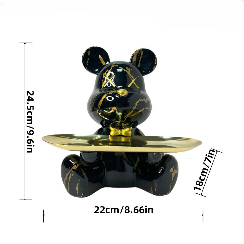Trendy Colorful Graffiti Bear Abstract Resin Storage Statue Cute Doodle Animal Organizer Desk Holder for Home Office Ornaments