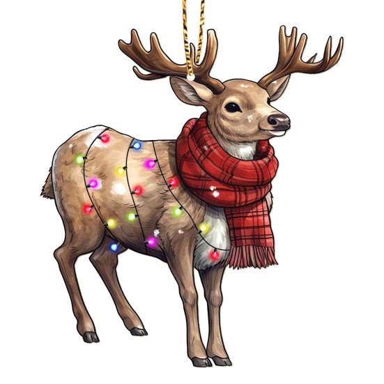 Рождественские украшения Мультяшные животные Санта лось слон подвесное украшение акриловый кулон с шнурком для домашнего декора елки