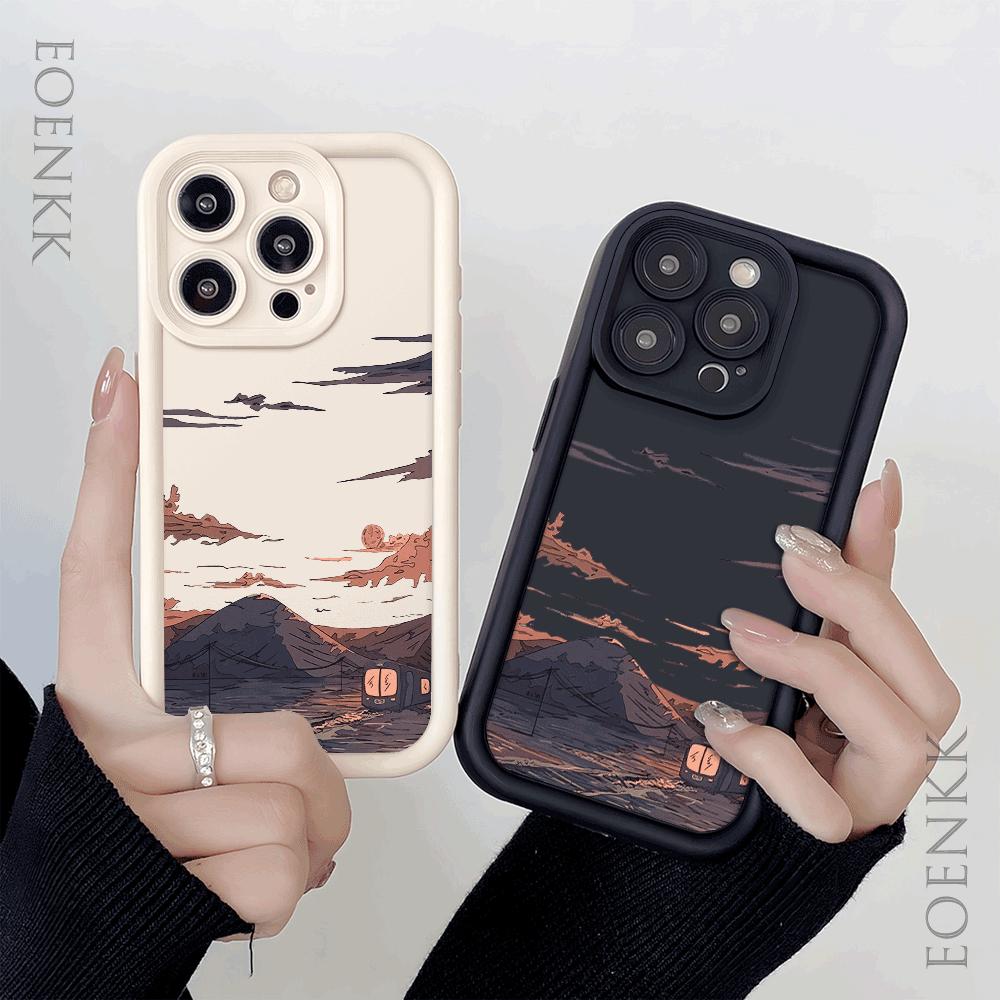 Чехол для телефона iPhone 16 15 14 13 12 11 Pro Max XS XR X Plus 12 13 Mini Чехол Пейзаж Гора Облако Силиконовый Ударопрочный Чехол