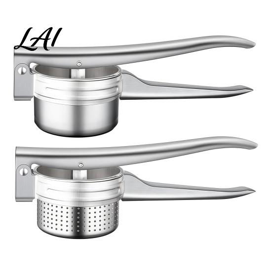 Kitchen Gadget for Mashed Potatoes Stainless Steel Potato Ricer with T-shaped Handle Handheld Manual Garlic Food Press Press Multifunctional