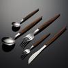 5 шт. Набор столовых приборов из нержавеющей стали, португальский, зажим, деревянная ручка, нож, вилка, ложка, золотой набор столовых приборов, бытовая утварь для кухни