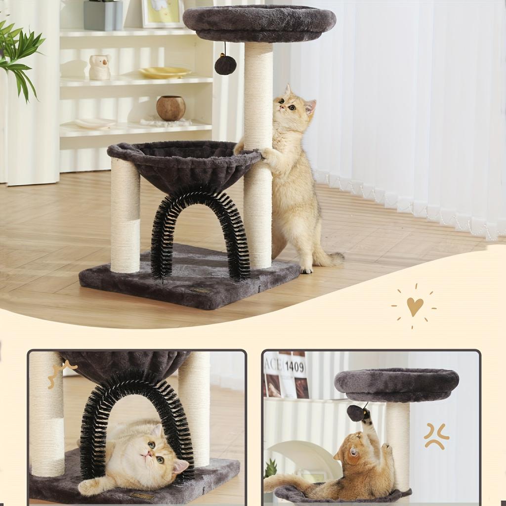 Башня INCHES для домашних кошек, многоуровневое кошачье дерево с когтеточками, плюшевая корзина, кошачье дерево с подвесным мячом