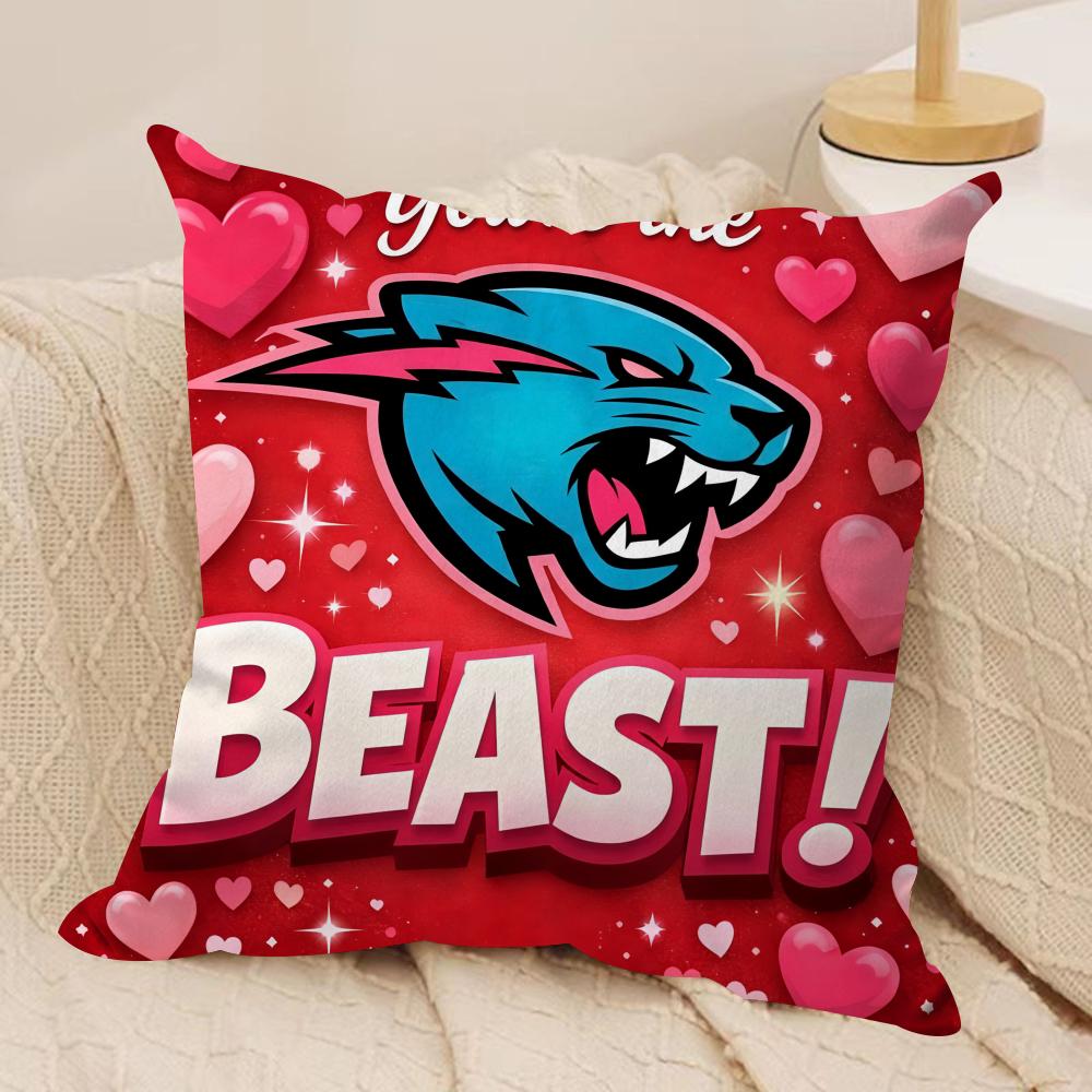 Funny MrBCute BBeasts Cushion Cover Short plush Doublesided Print Square Throw Pillow Covers Sofa Home Cushion Decor