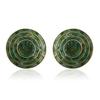 Estele 24 Kt Gold Plated Green Enamel Concentric Button Stud Earrings
