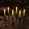 Solar LED Candle Lamp with  Battery Box – Long Pole Ground Plug Light for Outdoor Courtyard & Home Decoration