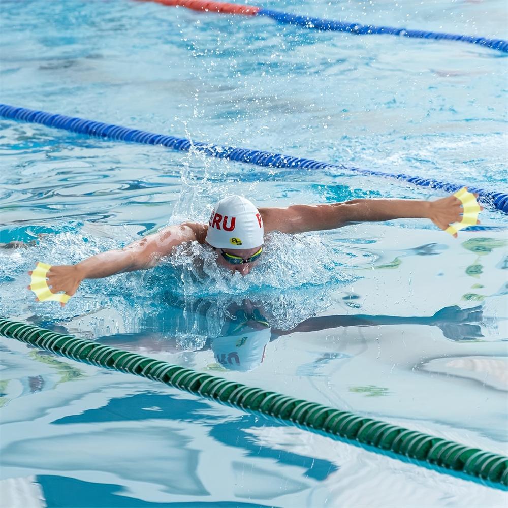 1Pair Silicone Swim Fin, Mesh Gloves and Swimming Training Equipment for Outdoor Diving and Swimming Training, Half Finger Fins