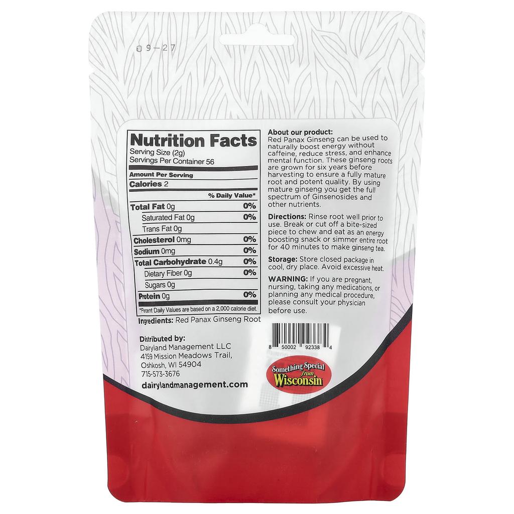 Dairyland Ginseng, Корень красного женьшеня, 4 унции