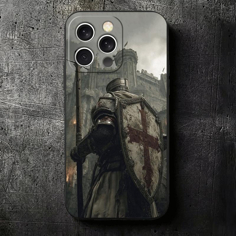 Крестоносцы Рыцари-тамплиеры Мягкий чехол для телефона для iPhone 16 16E 17 Air 15 Pro Max 14 Plus 13 Mini 11 12 7 Черная задняя крышка