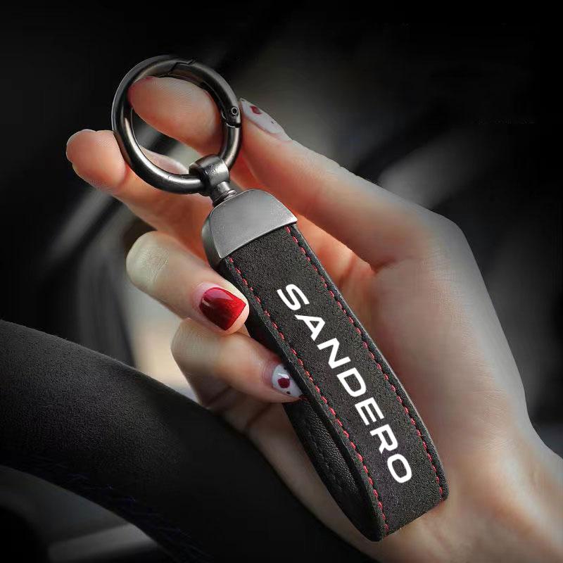 Suede Leather Men Women Keychain Clasp Creative DIY Keyring Holder Car Key Chain Jewelry Gift For Dacia Sandero Car Accessories