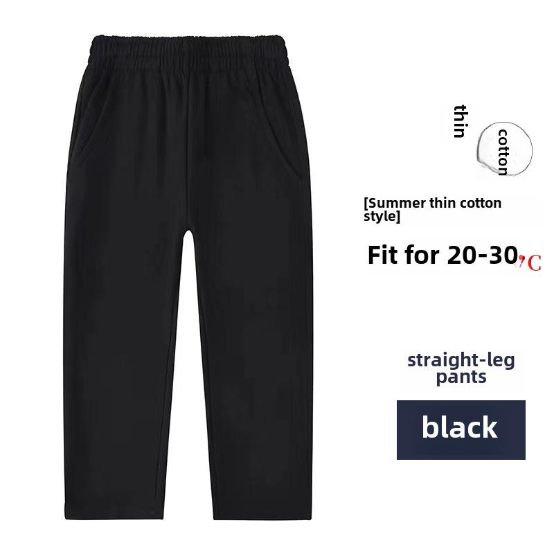 Спортивные брюки для школьной формы из чистого хлопка темно-синего цвета для учеников начальной школы — мальчиков и девочек, свободный крой, летние брюки.