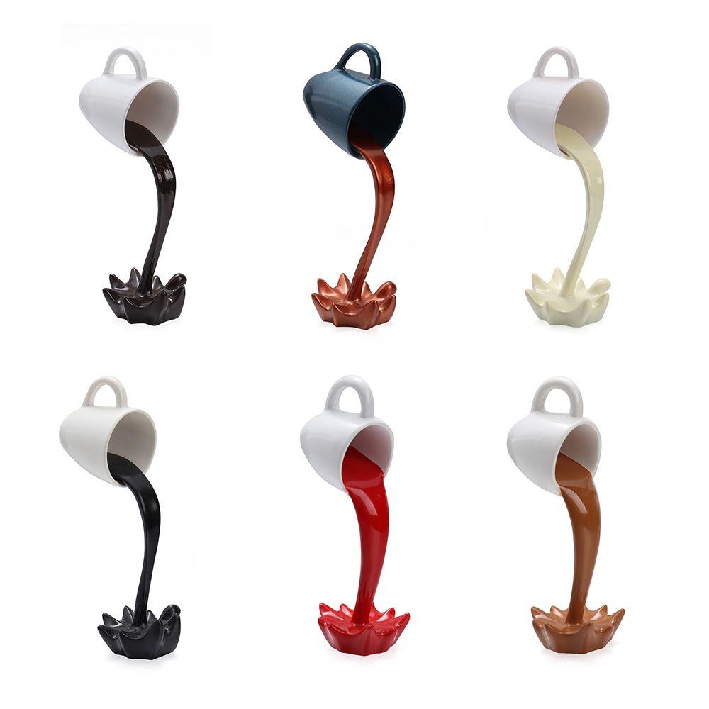 Lover Creative Home Decor Sculpture Pouring Liquid Coffee Mug Floating Coffee Cup Kitchen Decor