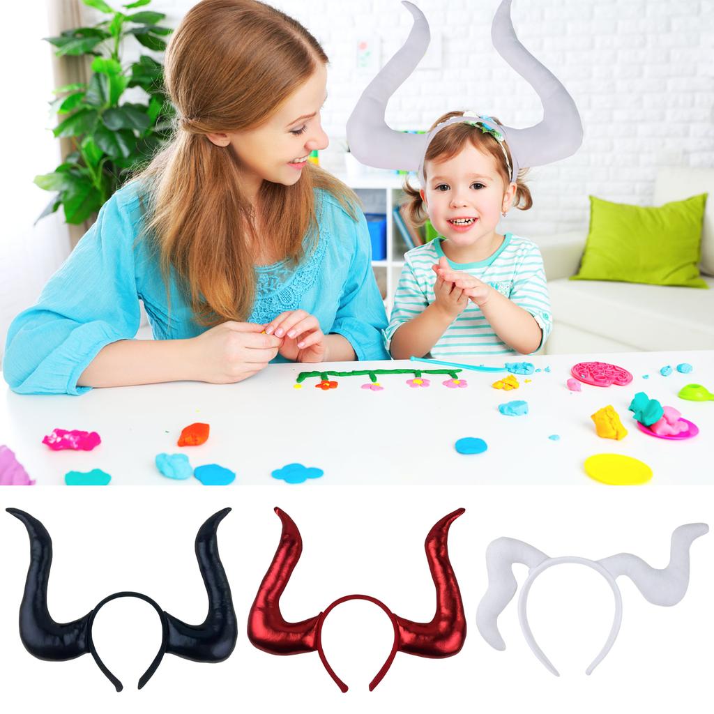 Handmade Cattle Horn Headband Cattle Girls Cosplay Accessories Beast Horns Fursuit Masquerade Halloween Cosplay Party