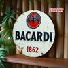 Винтажная круглая алюминиевая вывеска Bacardi Рустикальное металлическое настенное искусство Домашний бар Кафе Гараж Декор
