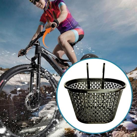 Велосипедная корзина Прочная Большая вместимость Перфорированная пластиковая корзина Многофункциональный предмет для хранения Съемный Складной велосипедный органайзер Передняя корзина Велоспорт