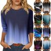 Women's Fashion Casual Round Neck 3/4 Sleeve Loose Printed T-Shirt Ladies Top