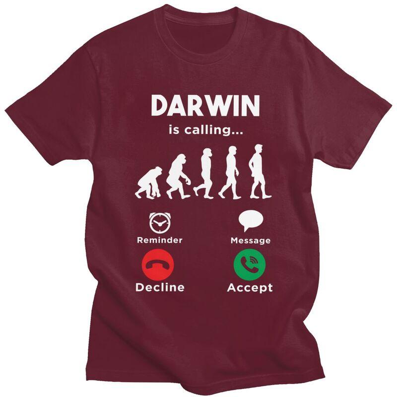 Lets Go Darwin Is Calling T Shirts Men 100 Cotton Tee Tops Valentines Day Gift Tshirt ShortSleeve Tshirt
